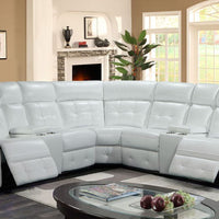 White Power Reclining Sectional, LED lights and USB Chargers & 2 power recliners