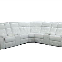 White Power Reclining Sectional, LED lights and USB Chargers & 2 power recliners