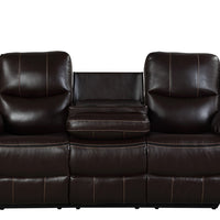 Carter Brown - 3PC Reclining Set, Leather Gel Black(Reclining Sofa with Drop Down Table-Reclining Loveseat with Console-Reclining Glider Chair) / PRE-ORDER