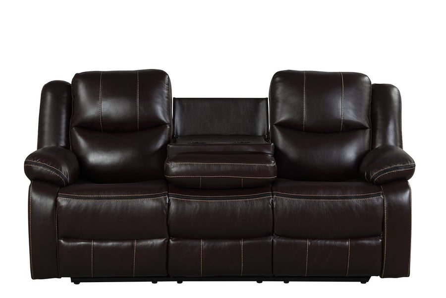 Carter Brown - 3PC Reclining Set, Leather Gel Black(Reclining Sofa with Drop Down Table-Reclining Loveseat with Console-Reclining Glider Chair) / PRE-ORDER