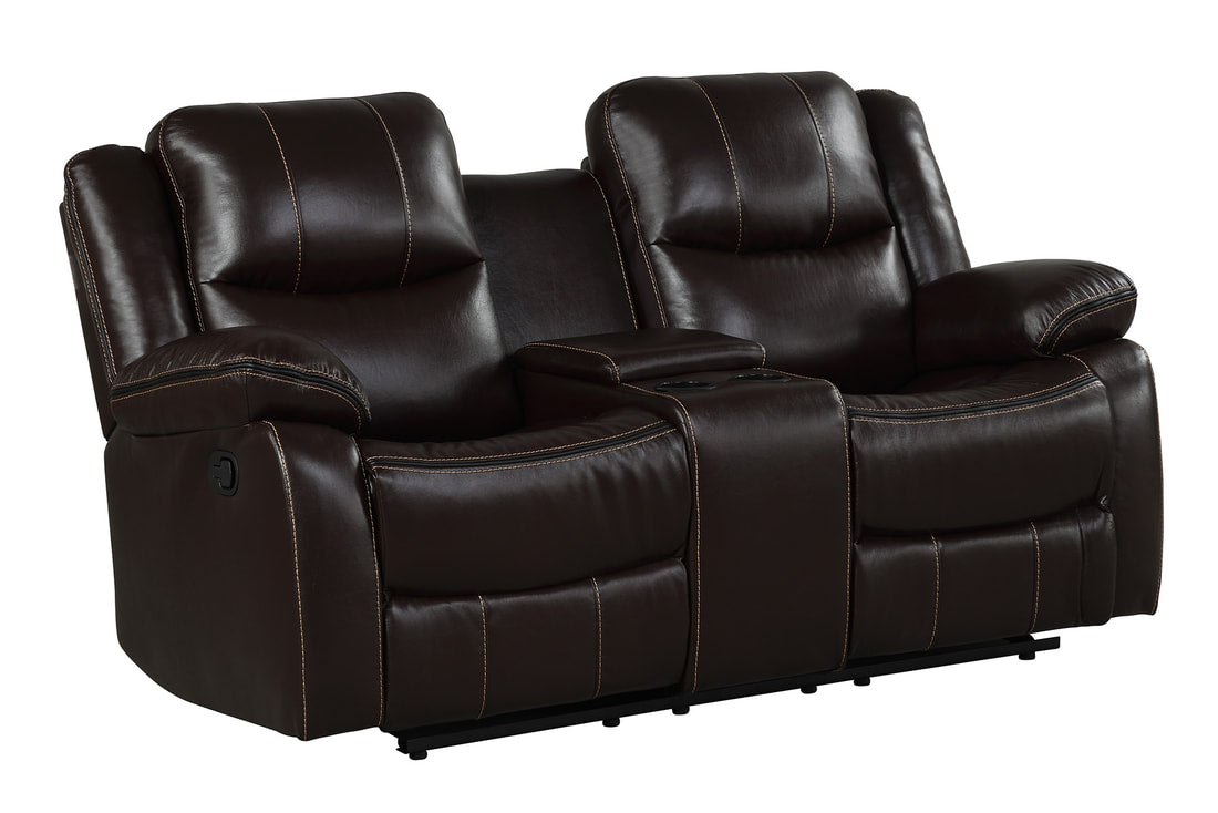 Carter Brown - 3PC Reclining Set, Leather Gel Black(Reclining Sofa with Drop Down Table-Reclining Loveseat with Console-Reclining Glider Chair) / PRE-ORDER