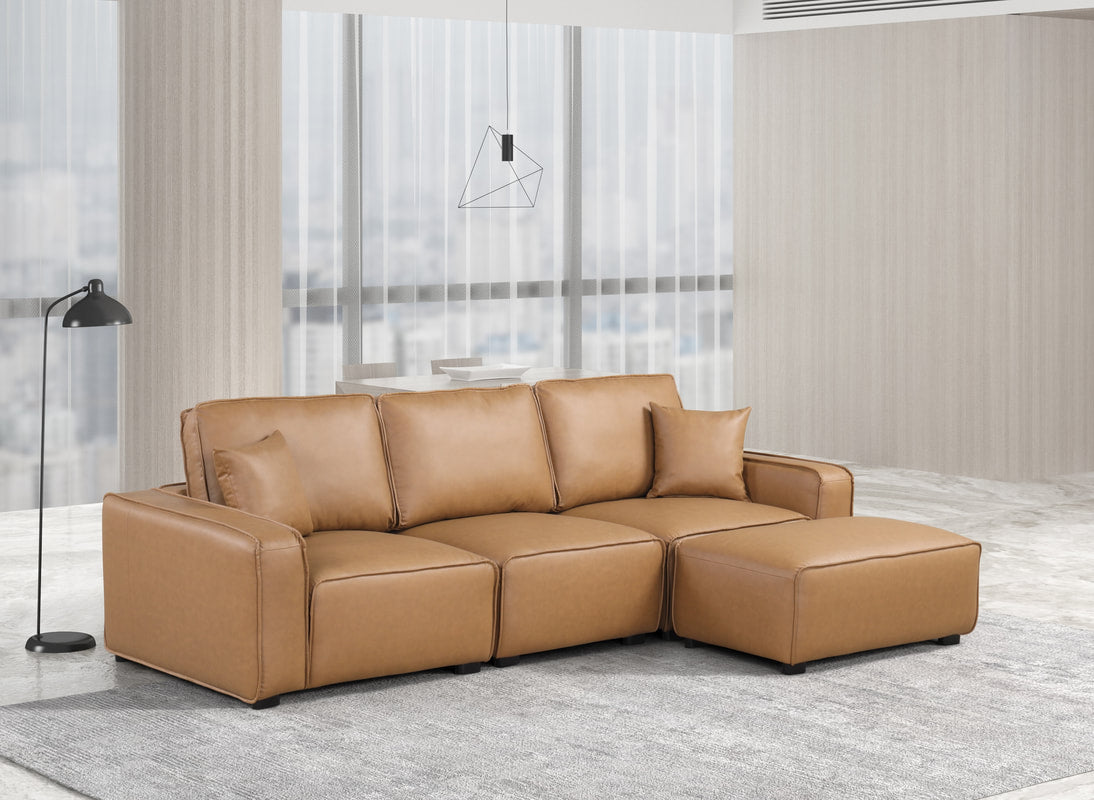 Columbia Saddle Leather Modular Sectional