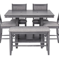 D2300 6PC Dining Room Set (Counter Height Table + 4 Chair + Bench)