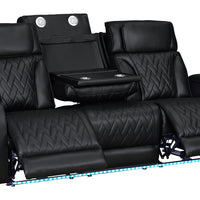 Dubai Sand/Black - 3PC Power Reclining Set-POWER RECLINING POWER HEADREST -HIDDEN STORAGE IN EACH ARM-LED LIGHTS, BLUETOOTH SPEAKER