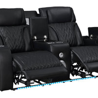 Dubai Sand/Black - 3PC Power Reclining Set-POWER RECLINING POWER HEADREST -HIDDEN STORAGE IN EACH ARM-LED LIGHTS, BLUETOOTH SPEAKER