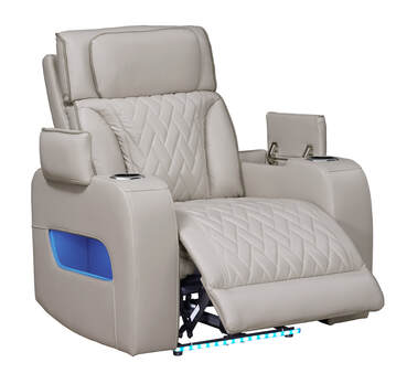 Dubai Sand/Black - 3PC Power Reclining Set-POWER RECLINING POWER HEADREST -HIDDEN STORAGE IN EACH ARM-LED LIGHTS, BLUETOOTH SPEAKER