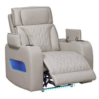 Dubai Sand/Black - 3PC Power Reclining Set-POWER RECLINING POWER HEADREST -HIDDEN STORAGE IN EACH ARM-LED LIGHTS, BLUETOOTH SPEAKER