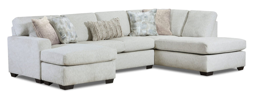 Maisie Cashmere/Charcoal/Hickory Right Arm Facing Double Chaise Sectional in Fabric/ PRE-ORDER