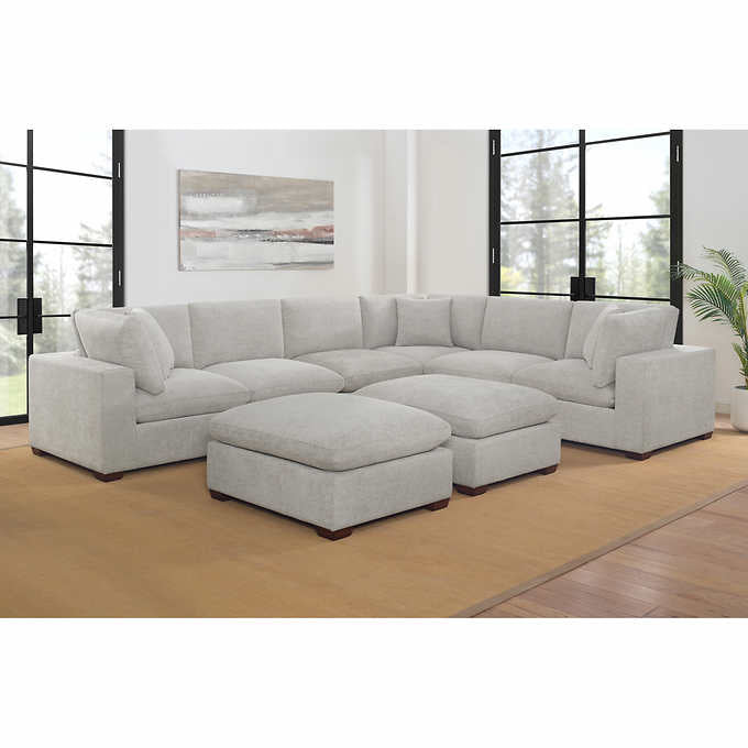 Thomasville Lowell 8-piece Fabric Modular Sectional, Cream **RE-STOCK ALERT**