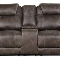 Madrid - 3PC **OVERSIZED** Fabric Chocolate Reclining Set ( Sofa w/ Drop Down Table with Cupholders & Power Box (USB/Power Outlets) - Loveseat with Storage Console - Recliner Chair )