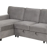 Marcos Gray Sleeper Sectional, With Pull-Out Bed, Storage Chaise, Drop Down Table + 2 Cupholders & 2 USB Charging Ports