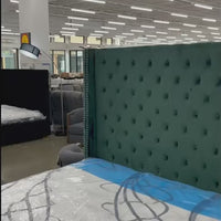 GREEN VELVET KING UPHOLSTERED BED (Mattress Sold Separately)