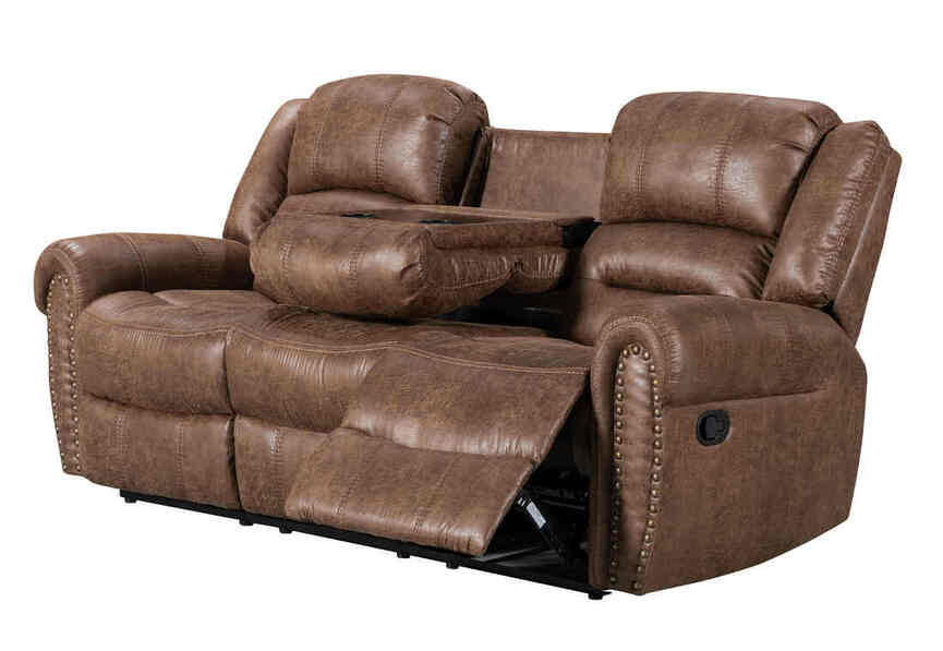 Rivercreek2023 - 3pc Brown Reclining Set in Palomino, Sofa with Drop Down Table with Cupholders, Loveseat includes storage with cupholders & Rocking Chair / PRE-ORDER