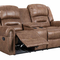 Rivercreek2023 - 3pc Brown Reclining Set in Palomino, Sofa with Drop Down Table with Cupholders, Loveseat includes storage with cupholders & Rocking Chair / PRE-ORDER