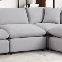 SKY Gray Linen Modular Sectional, Sturdy solid wood frame, Feather & Plush Cotton Cushions, Equipped with plastic foot glides, the corner piece includes two back pillows and a throw pillow