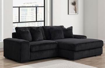 SUNDAY BLACK/BEIGE/GRAY L-SHAPED OVERSIZED SECTIONAL w/Reversible Back-Seat Cushions