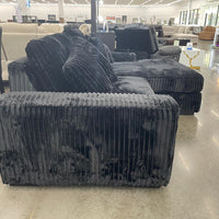 SUNDAY BLACK/BEIGE/GRAY L-SHAPED OVERSIZED SECTIONAL w/Reversible Back-Seat Cushions