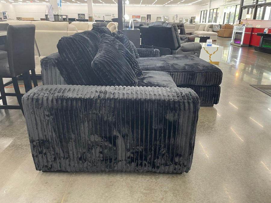 SUNDAY BLACK/BEIGE/GRAY L-SHAPED OVERSIZED SECTIONAL w/Reversible Back-Seat Cushions