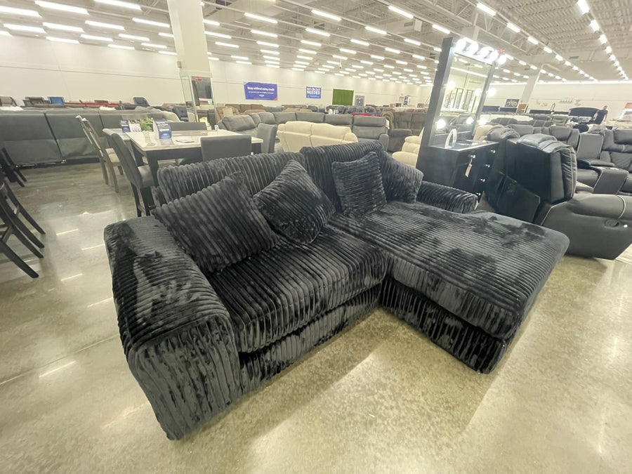 SUNDAY BLACK/BEIGE/GRAY L-SHAPED OVERSIZED SECTIONAL w/Reversible Back-Seat Cushions