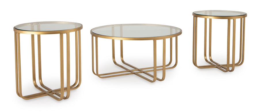 T398-13 Gold Occasional Table Set