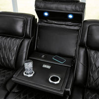 U271-06(Black) /U271-05(Light Gray) Power Reclining Set (Genuine Leather + Air Massage) / PRE-ORDER , Air massage system includes 3 settings: steady, pulse and wave (with automatic 20-minute shutoff feature)