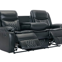 Weston Black - 3PC Reclining Living Room Set - Sofa Drop Down Table with Power Outlet/USB Charging Ports, Loveseat with Gliders and Storage Console with Power Outlet/USB Charging Ports & Rocking Chair / PRE-ORDER