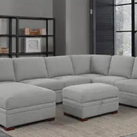 Thomasville Langdon Fabric Sectional with Storage Ottoman Gray, Solid Wood Legs ** SALE**