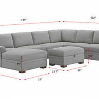 Thomasville Langdon Fabric Sectional with Storage Ottoman Gray, Solid Wood Legs ** SALE**