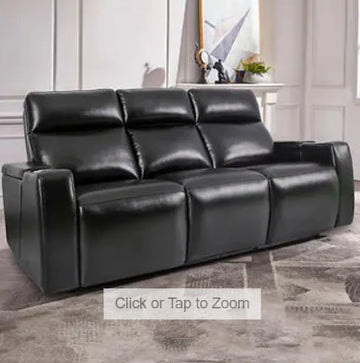 Leather Power Reclining Sofa with Drop Down Table,2 power recliners with power headrests, reading lights, USB/AC outlets, cupholders