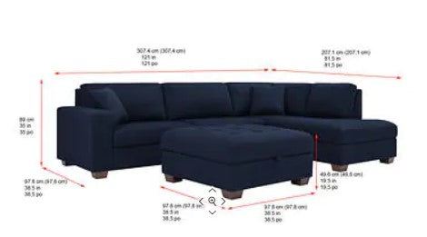 Thomasville Miles Fabric Sectional with Storage Ottoman