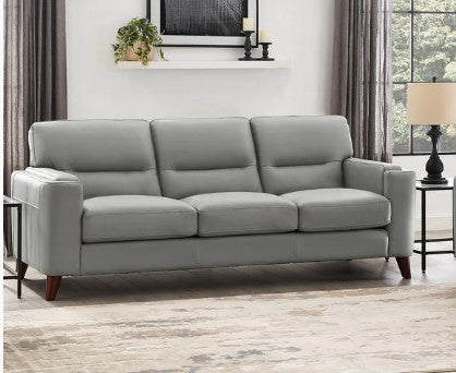 Sorena 2-Piece Leather Sofa and Loveseat Set, Light Gray