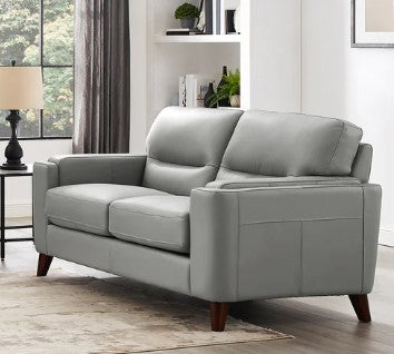 Sorena 2-Piece Leather Sofa and Loveseat Set, Light Gray