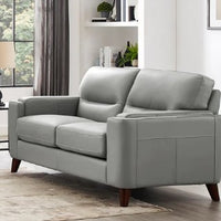 Sorena 2-Piece Leather Sofa and Loveseat Set, Light Gray