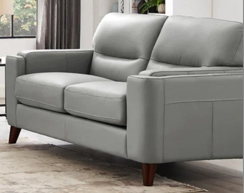 Sorena 2-Piece Leather Sofa and Loveseat Set, Light Gray