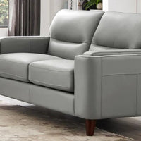 Sorena 2-Piece Leather Sofa and Loveseat Set, Light Gray