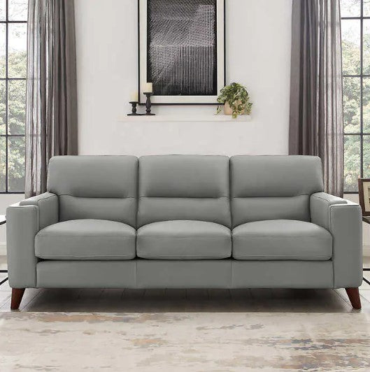 Sorena 2-Piece Leather Sofa and Loveseat Set, Light Gray