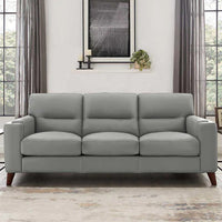 Sorena 2-Piece Leather Sofa and Loveseat Set, Light Gray