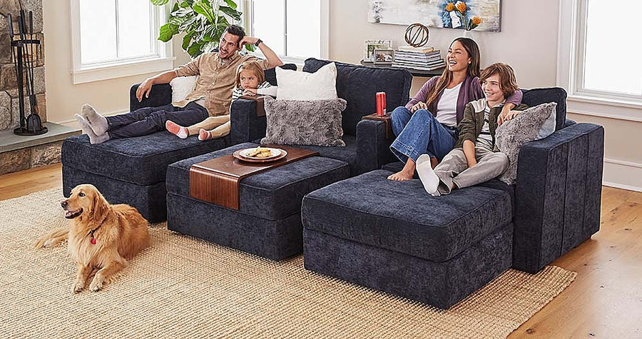 Lovesac - 6 Seats + 8 Sides Corded Velvet & Lovesoft - Charcoal Grey