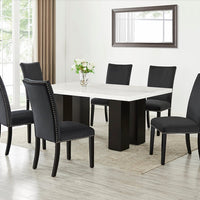 Finland Black - (GENUINE MARBLE) Table & 6-Chairs Genuine Marble Top Table