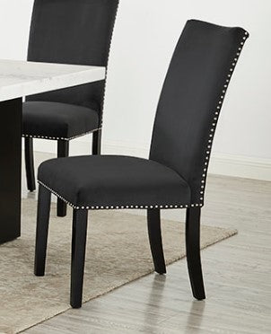 Finland Black - (GENUINE MARBLE) Table & 6-Chairs Genuine Marble Top Table