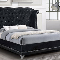 Queen Black Velvet with Diamonds, with metal legs bed