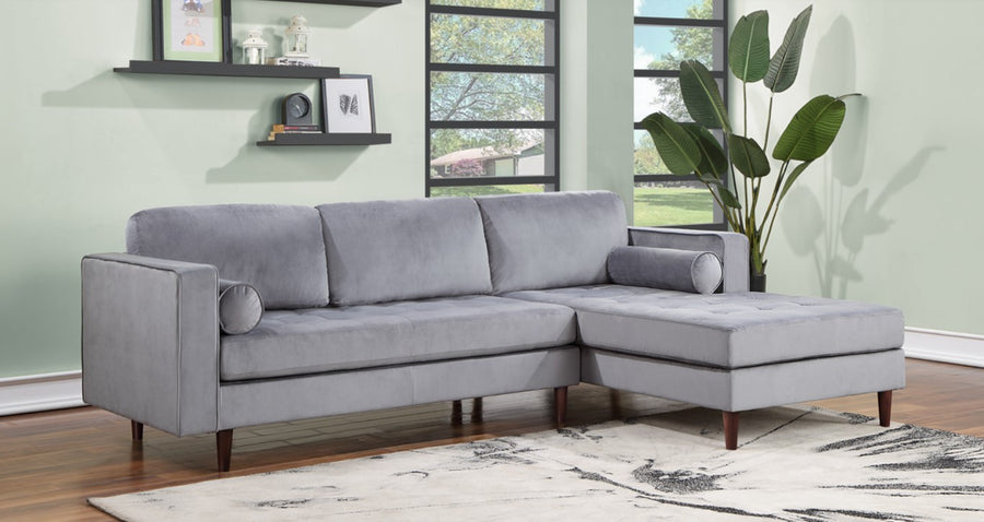 Velvet Roxy Grey Sectional