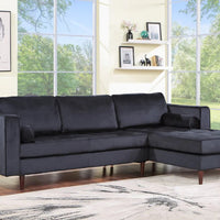 Roxy Black Velvet RAF Sectional, Black