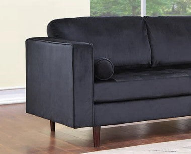 Roxy Black Velvet RAF Sectional, Black