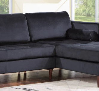 Roxy Black Velvet RAF Sectional, Black