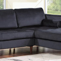 Roxy Black Velvet RAF Sectional, Black