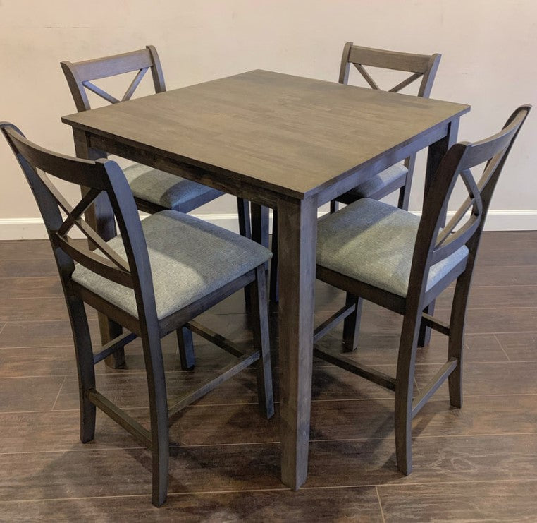 TAHOE-GREY-PUB TABLE & 4 CHAIRS - GREY (3 BOXES), BACK IN STOCK, NEW LOWER PRICE!