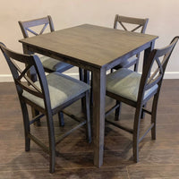 TAHOE-GREY-PUB TABLE & 4 CHAIRS - GREY (3 BOXES), BACK IN STOCK, NEW LOWER PRICE!