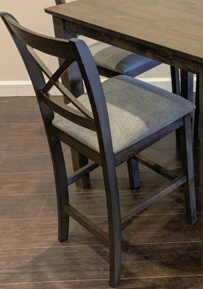 TAHOE-GREY-PUB TABLE & 4 CHAIRS - GREY (3 BOXES), BACK IN STOCK, NEW LOWER PRICE!