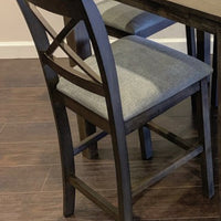 TAHOE-GREY-PUB TABLE & 4 CHAIRS - GREY (3 BOXES), BACK IN STOCK, NEW LOWER PRICE!